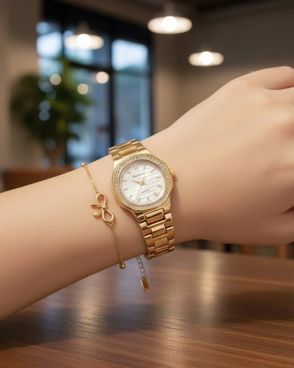 Elegant Jewelry Watch with Stainless Steel Bracelet