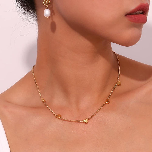 Charming Heart-Shaped Gold Plated Necklace