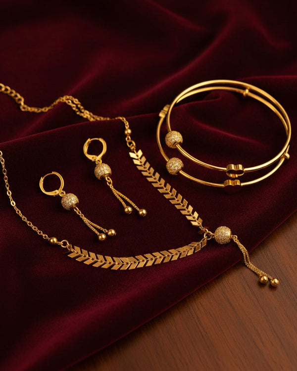 Zircon Ball Locket & Bangle Set