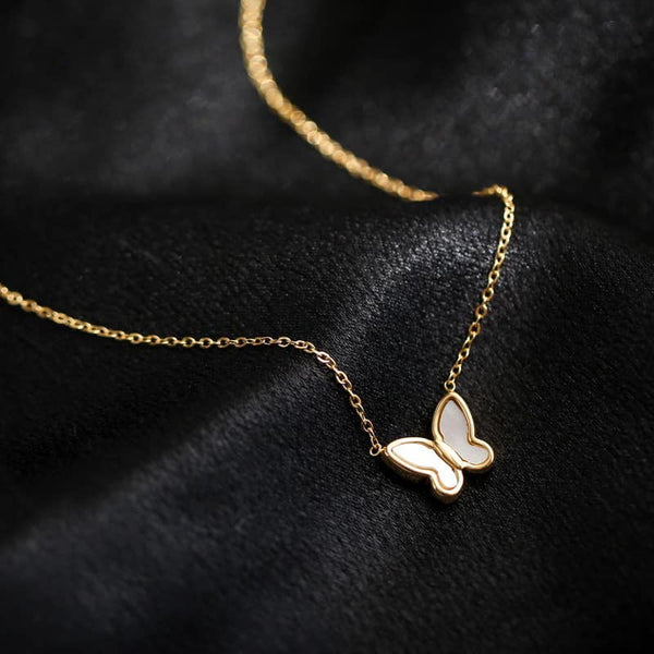 Butterfly Shell Pendant Necklace