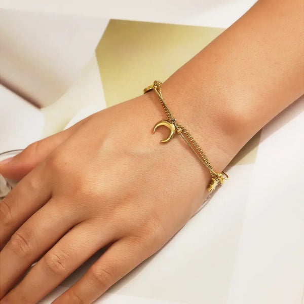 Minimal Moon & Star Bracelet