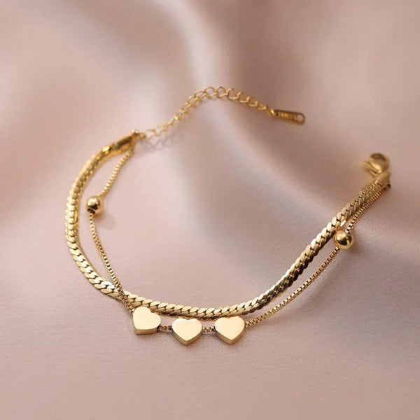 Triple Heart Layered Bracelet