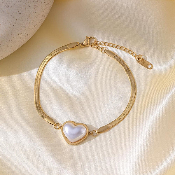 Love Pearl Heart Bracelet